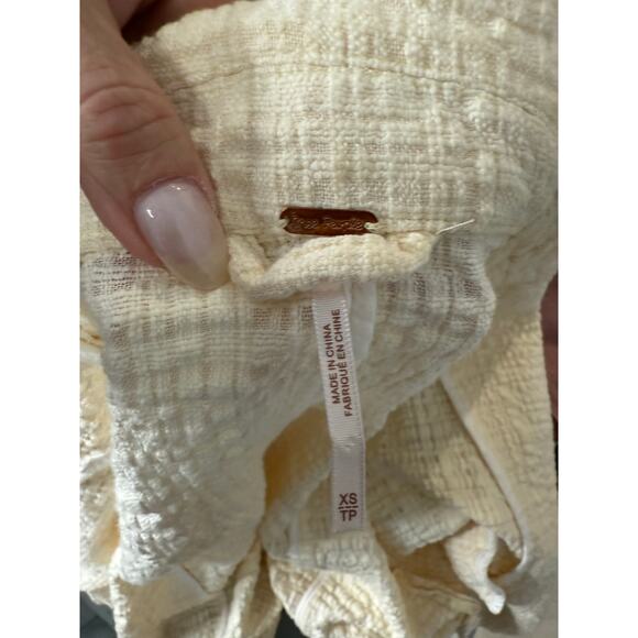 Free People Cream Tie-Waist Gauze Wrap Jacket blazer Size XS Cotton NWOT - Picture 7 of 8